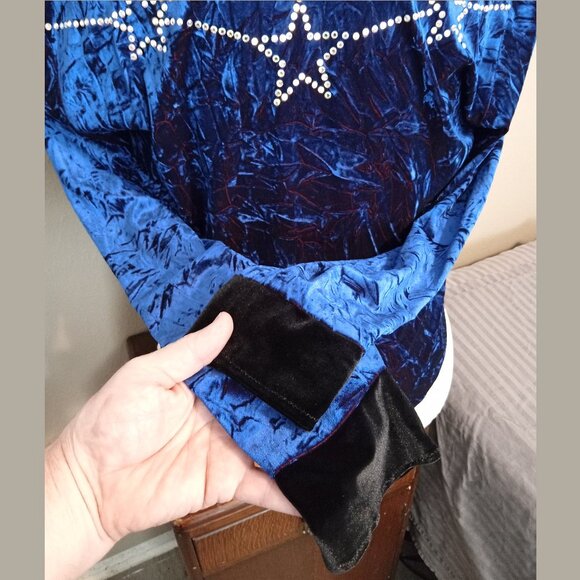 Blue Crushed Velvet Dance Costume with Swarovski Crystal AB 20ss Rhinestones - Picture 5 of 9